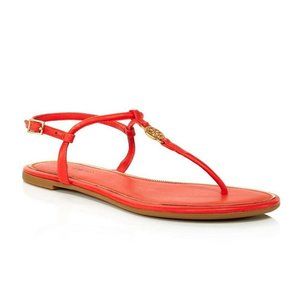 NIB Tory Burch Emmy (Capri) Leather Thong Sandal Orange Samba US 7.5 8 AUTHENTIC